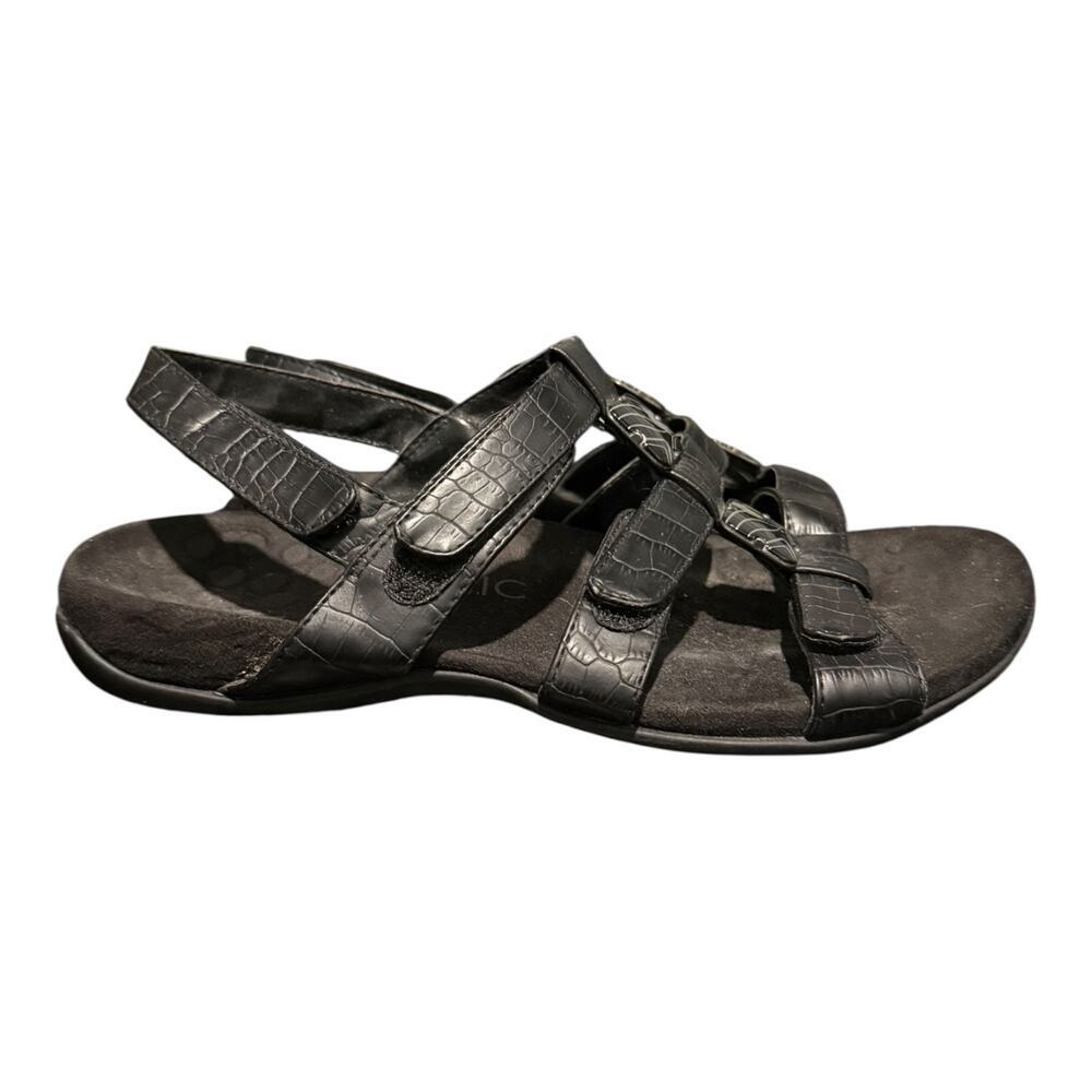 Vionic Women’s Amber Black Slingback Sandals Shoes 3 Strap w/ Medallion Size 8 - Picture 2 of 9